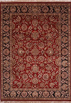 Indian Jaipur Red Rectangle 9x12 ft Wool Carpet 30709