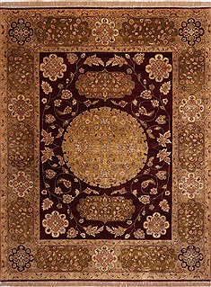 Indian Jaipur Red Rectangle 9x12 ft Wool Carpet 30729