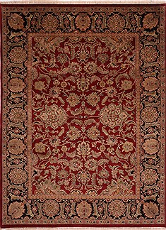 Indian Jaipur Red Rectangle 9x12 ft Wool Carpet 30764