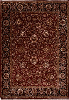Indian Jaipur Red Rectangle 9x13 ft Wool Carpet 30809