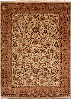 Indian Kashan Beige Rectangle 8x11 ft Wool Carpet 30818