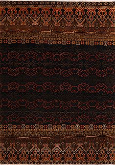 Indian Hamedan Black Rectangle 10x14 ft Wool Carpet 30922