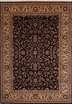 Indian Jaipur Black Rectangle 10x14 ft Wool Carpet 30930