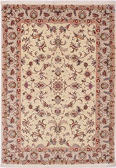 Tabriz Beige Hand Knotted 4'5" X 6'8"  Area Rug 254-32047