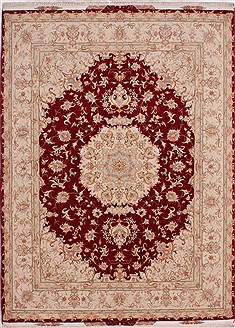 Persian Tabriz Beige Rectangle 5x7 ft Wool Carpet 32048