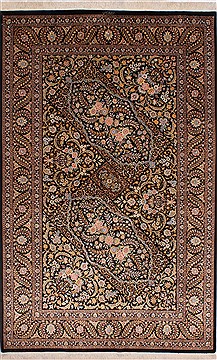 Persian Qum Beige Rectangle 5x7 ft silk Carpet 32083