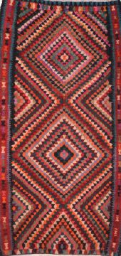 Persian Kilim Multicolor Runner 10 to 12 ft Wool Carpet 74651