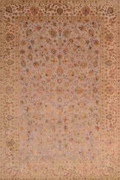Indian Jaipur Blue Rectangle 6x9 ft Wool and Raised Silk Carpet 74817
