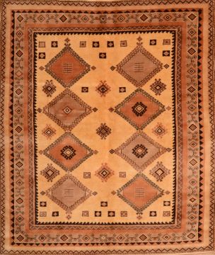 Shiraz Brown Square Hand Knotted 6'8" X 7'10"  Area Rug 100-74854