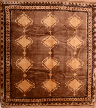 Shiraz Brown Hand Knotted 8'3" X 9'0"  Area Rug 100-74858