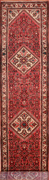 Hamedan Red Runner Hand Knotted 2'9" X 13'10"  Area Rug 100-74894