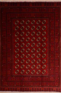 Afghan Khan Mohammadi Red Rectangle 6x9 ft Wool Carpet 75172