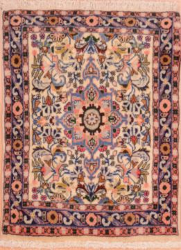 Persian Sarouk Purple Square 4 ft and Smaller Wool Carpet 75386