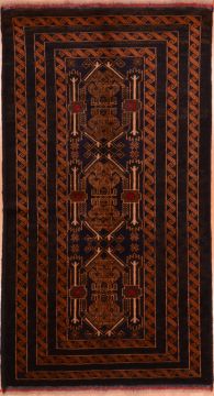Baluch Blue Runner Hand Knotted 3'6" X 6'7"  Area Rug 100-75458