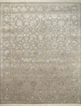 Indian Jaipur Grey Rectangle 13x20 ft and Larger wool and silk Carpet 75510