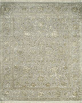 Indian Jaipur Grey Rectangle 13x20 ft and Larger wool and silk Carpet 75513