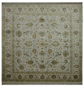Indian Jaipur Grey Rectangle 9x12 ft wool and silk Carpet 75542