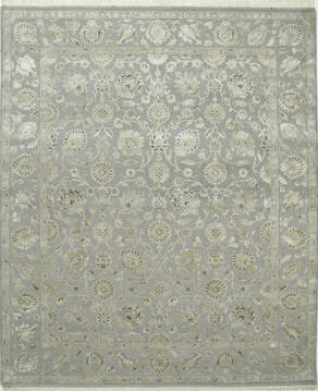 Indian Jaipur Grey Rectangle 4x6 ft wool and silk Carpet 75559