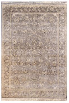 Indian Jaipur Grey Rectangle 6x9 ft silk Carpet 75572