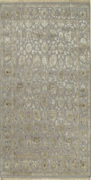 Indian Jaipur Grey Runner 6 ft and Smaller wool and silk Carpet 75759