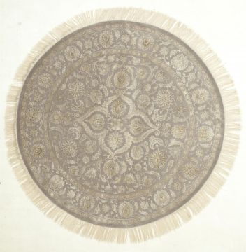 Indian Jaipur Grey Round 9 ft and Larger wool and silk Carpet 75838