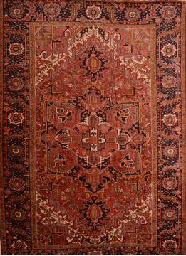 Persian Heriz Red Rectangle 8x11 ft Wool Carpet 75842