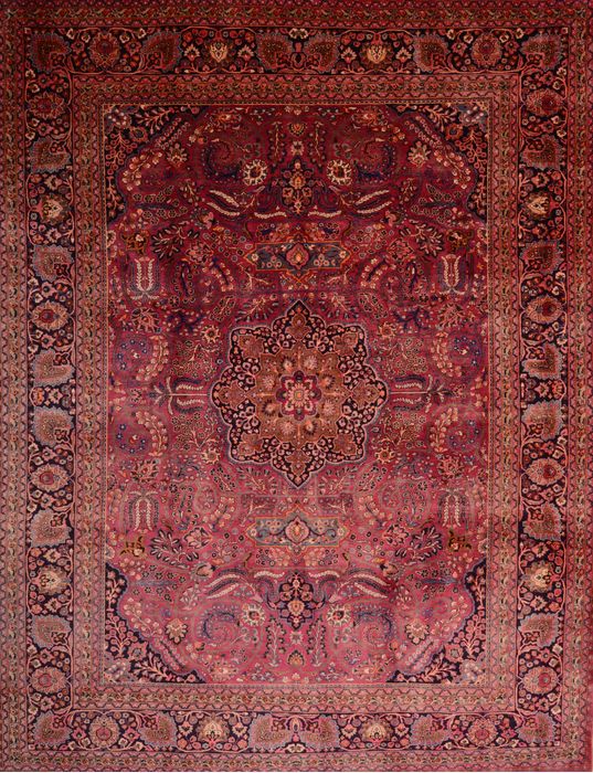 Mashad Red Hand Knotted 102 X 131 Area Rug 100-75985 Image 0