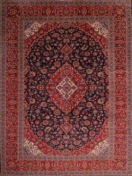 Persian Kashan Red Rectangle 10x13 ft Wool Carpet 75986