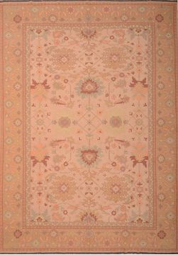 Pakistani Kilim Beige Rectangle 9x13 ft Wool Carpet 76023