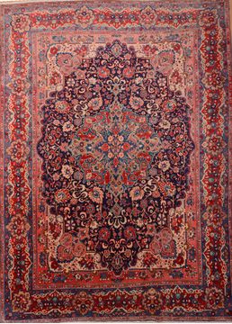 Mahal Red Hand Knotted 9'9" X 13'3"  Area Rug 100-76028