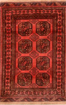 Afghan Khan Mohammadi Red Rectangle 4x6 ft Wool Carpet 76093
