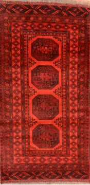 Afghan Khan Mohammadi Red Runner 6 to 9 ft Wool Carpet 76096