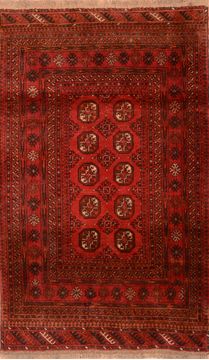 Afghan Khan Mohammadi Red Rectangle 4x6 ft Wool Carpet 76112