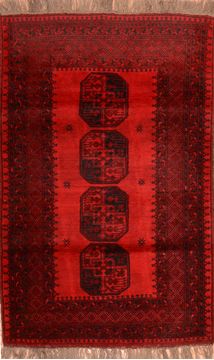 Khan Mohammadi Red Hand Knotted 4'0" X 6'4"  Area Rug 100-76144