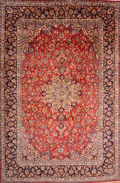 Najaf-abad Red Hand Knotted 9'8" X 14'10"  Area Rug 100-76181