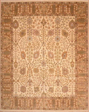 Indian Mahal Beige Rectangle 12x15 ft Wool Carpet 76310