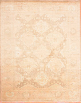 Indian Oushak Beige Rectangle 8x10 ft Wool Carpet 76393