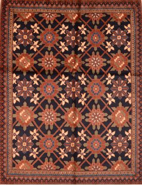Afghan Kunduz Brown Rectangle 5x7 ft Wool Carpet 76414