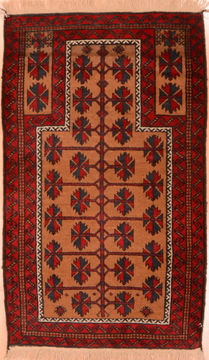 Baluch Beige Hand Knotted 2'11" X 4'6"  Area Rug 100-89766