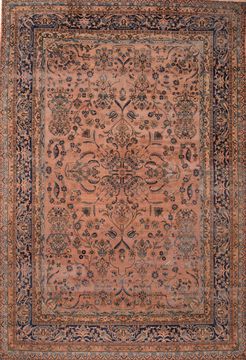 Persian Kerman Brown Rectangle 10x14 ft Wool Carpet 89768