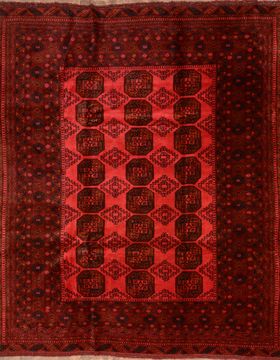 Afghan Khan Mohammadi Red Rectangle 9x12 ft Wool Carpet 89778