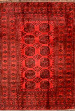 Afghan Khan Mohammadi Red Rectangle 7x10 ft Wool Carpet 89783