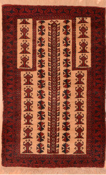 Baluch Beige Hand Knotted 2'9" X 4'6"  Area Rug 100-89799
