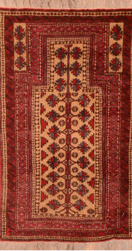 Baluch Beige Hand Knotted 2'8" X 4'6"  Area Rug 100-89825