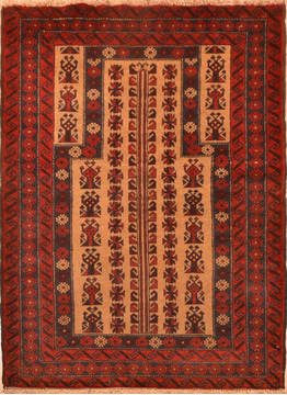 Baluch Beige Hand Knotted 3'0" X 4'11"  Area Rug 100-89827