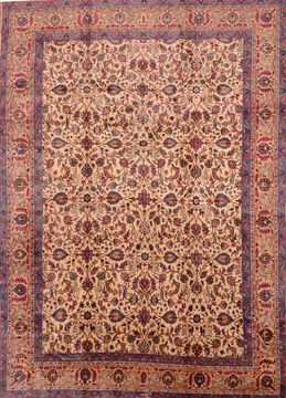 Persian Khorasan Beige Rectangle 10x13 ft Wool Carpet 89838