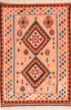 Afghan Qashqai Orange Rectangle 3x4 ft Wool Carpet 89910