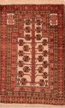 Baluch Beige Hand Knotted 2'11" X 4'7"  Area Rug 100-89943