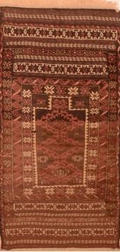 Baluch Brown Hand Knotted 2'10" X 5'3"  Area Rug 100-89944
