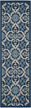 Nourison Caribbean Blue Runner 6 to 9 ft Polypropylene Carpet 96901